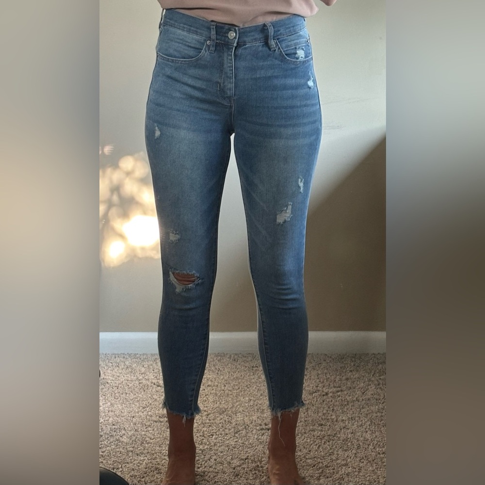 Nicole Miller Light Blue Distressed Skinny Jeans